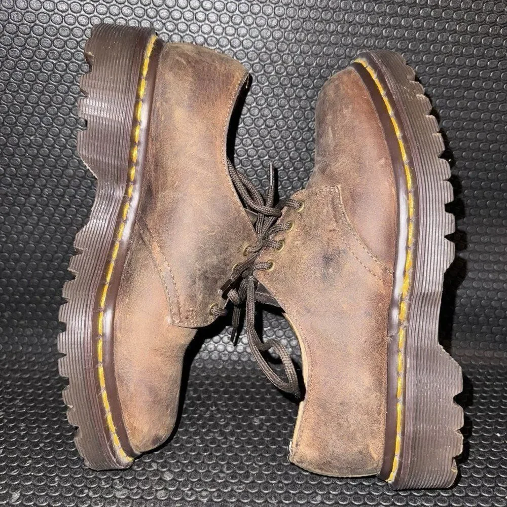 VINTAGE Dr. Martens 1561 Made In England Brown Leather Oxford Shoe Youth 4 (3)